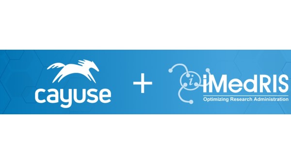 cayuse and iMedRIS logos on a blue background